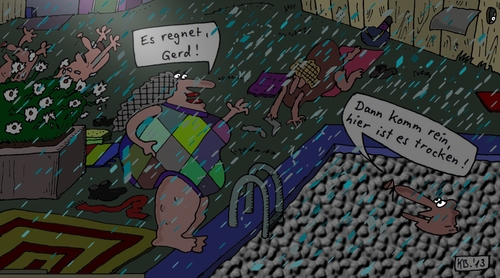 Cartoon: Im Freibad (medium) by Leichnam tagged freibad,regen,schauer,schwimmen,sport,freizeit,sommer,sonne,hitze,urlaub,plantschen,gerd,trocken,becken