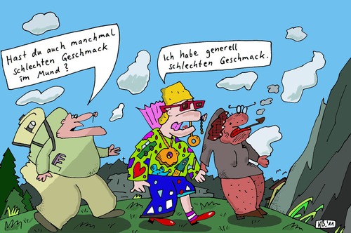 Cartoon: Im Mund (medium) by Leichnam tagged mund,geschmack,schlecht,leichnam,wanderung,generell,kunterbunt,schabracke