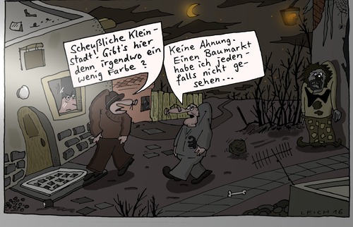 Cartoon: keine Ahnung (medium) by Leichnam tagged keine,ahnung,mond,nach,scheußlich,farblos,verblichen,baumarkt,gruselclown,horrorclown,nicht,gesehen