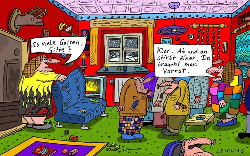 Cartoon: Klar. (medium) by Leichnam tagged klar,gitte,gatten,viele,vorrat,sterben,tot,tod