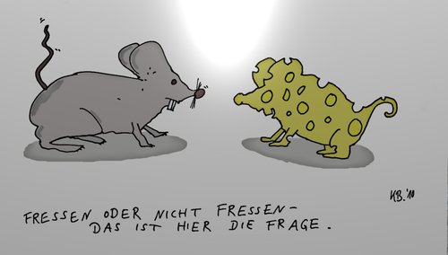 Cartoon: Mäusedrama (medium) by Leichnam tagged drama,maus,mäuse,fressen,futter,käse,frage