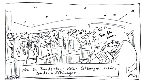 Cartoon: Neu (medium) by Leichnam tagged neu,bundestag,politik,deutschland,sitzung,stehung,rede,blablabla,rednerpult,verordnung,vom,volke,gewählt