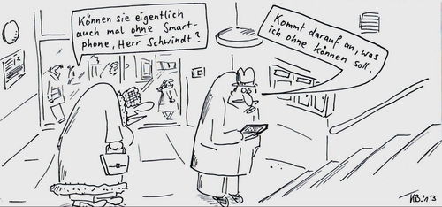 Cartoon: ohne (medium) by Leichnam tagged ohne,smartphone,herr,schwindt,im,hausflur,können,wissen,moderne,zeiten