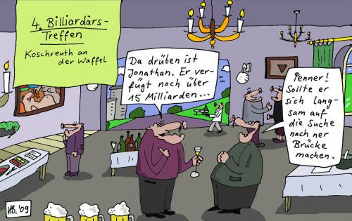 Cartoon: Relativität (medium) by Leichnam tagged billionen,milliarden,koschreuth,waffel,penner,jonathan,brücke,suche