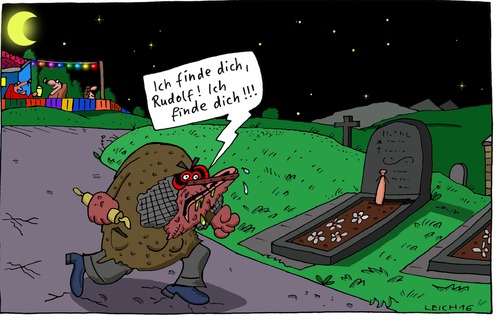 Cartoon: Rudolf 3 (medium) by Leichnam tagged rudolf,rudolfschabracke,grab,erde,versteck,flucht,wut,nudelholz,wutschnaubend,lichterkette,mond,sterne