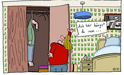 Cartoon: Schlafraum (medium) by Leichnam tagged schlafraum,hängen,strick,suicid,selbstmord,ehe