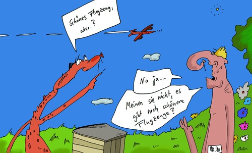 Cartoon: Schön aber na ja (medium) by Leichnam tagged schön,na,ja,flugzeug,luft,himmel,beobachter,relativ,leichnam,zeigend,flug,fliegen