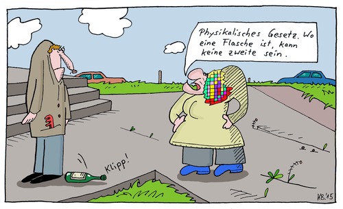 Cartoon: so isses (medium) by Leichnam tagged so,isses,flasche,umfallen,physik,gesetz,bösartig