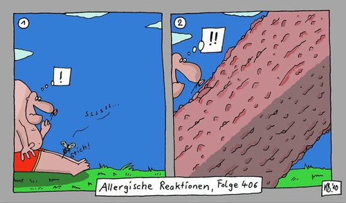 Cartoon: Stichlein (medium) by Leichnam tagged stichlein,stich,insekt,leichnam,sommer,allergie,reaktion,schwellung