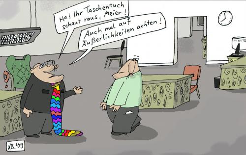 Cartoon: Getadelt vom Chef (medium) by Leichnam tagged taschentuch,äußerlichkeiten,meier,büro,krawatte