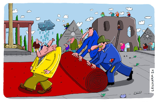 Cartoon: Teppich (medium) by Leichnam tagged teppich,leichnam,leichnamcartoon,ausrollen,hochnäsig,chef,boss,arbeiter,empfang