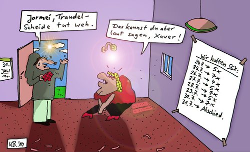 Cartoon: Traudel und Xaver (medium) by Leichnam tagged traudel,xaver,abschied,scheiden,weh