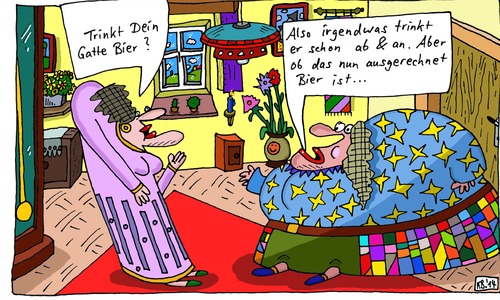 Cartoon: Trunke (medium) by Leichnam tagged trunke,bier,gatte,trinken,ehe,ehrlichkeit,unwissen,irgendwas,ahnungslos,desinteresse