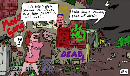 Cartoon: Übler Stadtteil (medium) by Leichnam tagged stadtteil,übel,spaziergang,dead,kriminell,dunkel,fies,finster,angst,allein,ausführen