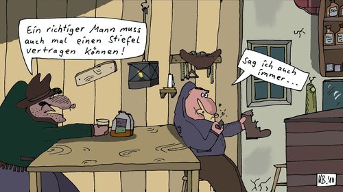 Cartoon: Western von gestern (medium) by Leichnam tagged western,saufen,whiskey,stiefel,trinkfest,saloon,wildwest