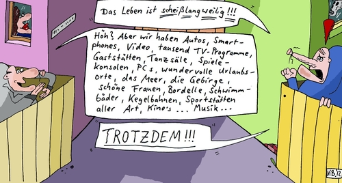 Cartoon: Zaun zu Zaun (medium) by Leichnam tagged tanzsäle,autos,kegelbahn,pc,video,höh,trotzdem,zu,zaun