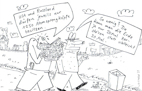 Cartoon: Zeitung (medium) by Leichnam tagged zeitung,atom,atomsprengköpfe,politik,russland,usa,krieg,erde,leichnam,leichnamcartoon