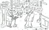 Cartoon: Junghans (small) by Leichnam tagged junghans,fleischerei,probierwurst,gefälligkeit,versuchskaninchen,fußgängerpassage,leichnam,einkaufszentrum,stadt,straße