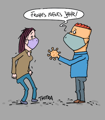 Cartoon: Frohes Jahr (medium) by Trantow tagged 2021,2020,jahreswechsel,silvester,neujahr,corona,virus,pandemie,2021,2020,jahreswechsel,silvester,neujahr,corona,virus,pandemie