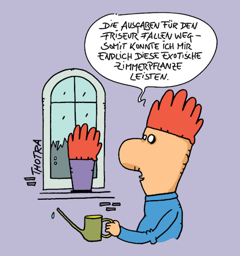 Cartoon: Zimmerpflanze (medium) by Trantow tagged lockdown,corona,pandemie,virus,friseur,lockdown,corona,pandemie,virus,friseur
