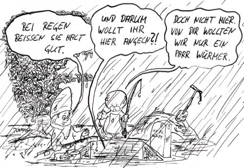 Cartoon: Bitte! (medium) by kusubi tagged teddyunddose,oldmckenzy,grab,angeln,regen,gartenzwerge,kusubi