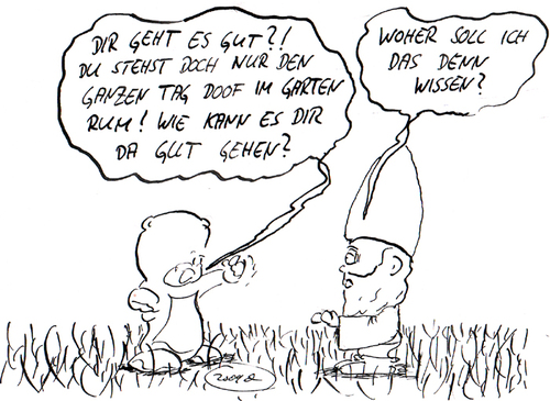 Cartoon: doof vs. gartenzwerg (medium) by kusubi tagged doof