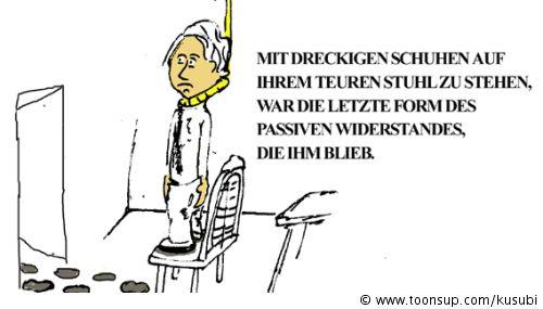 Cartoon: passiver Widerstand (medium) by kusubi tagged ehe,selbstmord,möbel,widerstand,mann,frau,seil