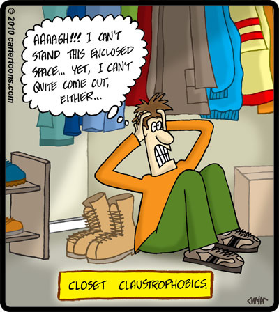 Cartoon: Closet Claustrophobic (medium) by cartertoons tagged psychology,claustrophobia,closet,anxiety