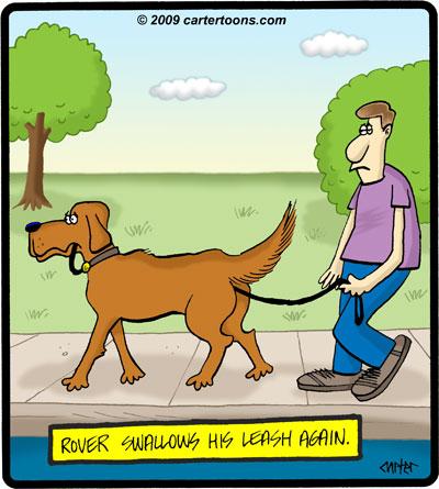 Cartoon: Leash Swallow (medium) by cartertoons tagged dog,walking,leash,rectum,butt,park,sidewalk,swallow