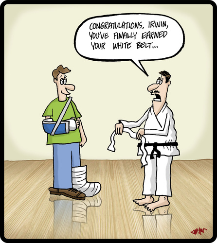 Cartoon: White Belt (medium) by cartertoons tagged karate,fitness,health,self,defense,class,belt,achievements,karate,fitness,health,self,defense,class,belt,achievements