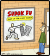 Cartoon: Sudok Fu (small) by cartertoons tagged sudoku,kung,fu,storefront,sidewalk,window