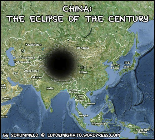 Cartoon: Free Tibet (medium) by sdrummelo tagged eclipse,of,the,century,total,solar,china,sky,free,tibet