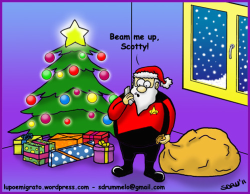 Cartoon: Santa Trek (medium) by sdrummelo tagged up,me,beam,scotty,trek,star,natale,babbo,clause,santa
