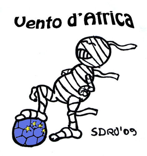 Cartoon: Calcio (medium) by sdrummelo tagged calcio,soccer,cannavaro,napoli,calciatori,coppa,africa,usa,egitto,lippi