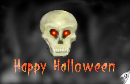Cartoon: best wish to You (medium) by swenson tagged halloween,skull,totenkopf,scarry,grußlig