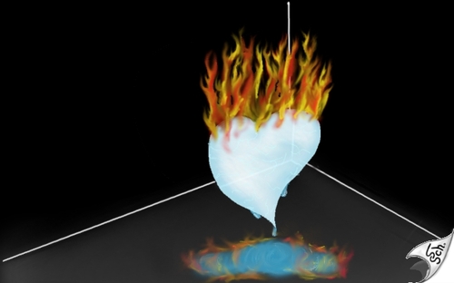 Cartoon: burning ice heart 2 (medium) by swenson tagged heart,herz,ice,eis,burning,brennen,feuer,fire