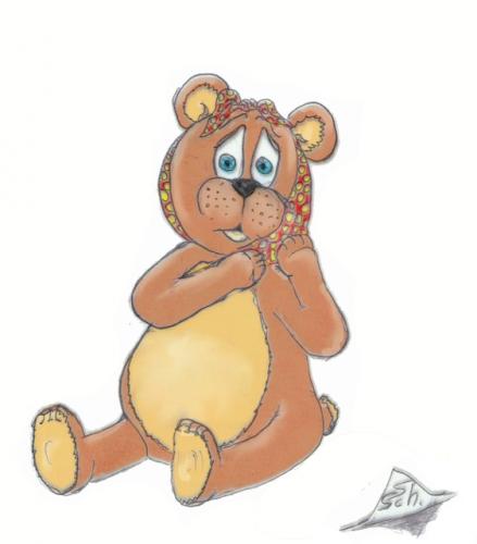 Cartoon: Zahnwehbärchen (medium) by swenson tagged teddy,zahn,schmerzen,trost,kuschelig