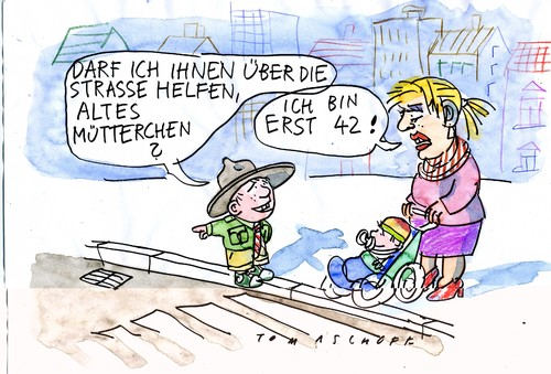 Cartoon: 42 (medium) by Jan Tomaschoff tagged mütter,kinder,geburtenrate,spätgebärende