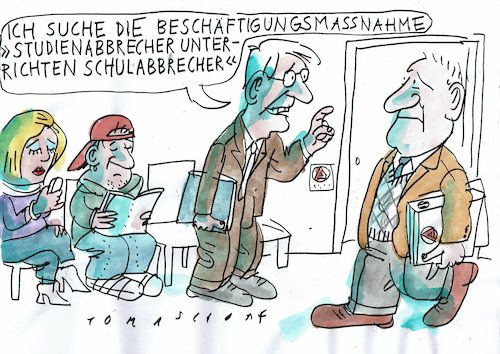 Cartoon: Abbrecher (medium) by Jan Tomaschoff tagged schulabbrecher,studienabbrecher,lehrermangel,schulabbrecher,studienabbrecher,lehrermangel