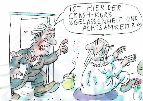Cartoon: achtsam (medium) by Jan Tomaschoff tagged stress,zeitnot,psyche,achtsamkeit,stress,zeitnot,psyche,achtsamkeit