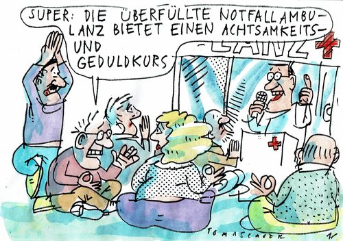 Cartoon: Achtsamkeit (medium) by Jan Tomaschoff tagged gesundheit,notfall,gesundheit,notfall