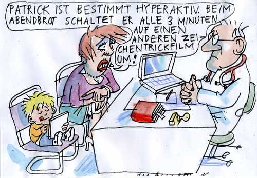 Cartoon: ADHS (medium) by Jan Tomaschoff tagged kinder,psyche,medien,kinder,psyche,medien