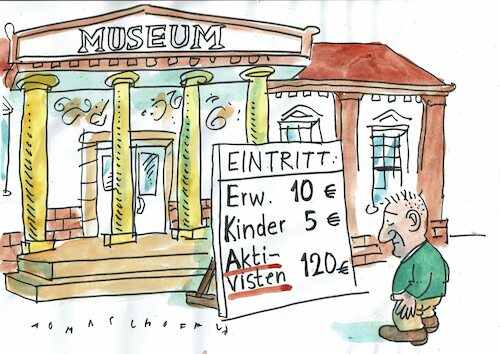 Cartoon: Aktivisten (medium) by Jan Tomaschoff tagged museum,klima,aktivisten,protest,museum,klima,aktivisten,protest