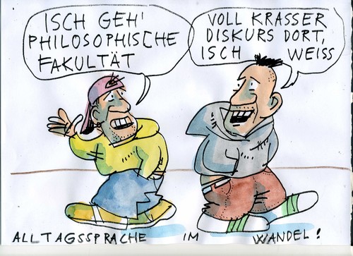 Cartoon: Alltagssprache (medium) by Jan Tomaschoff tagged migranten,deutsche,sprache,migranten,deutsche,sprache