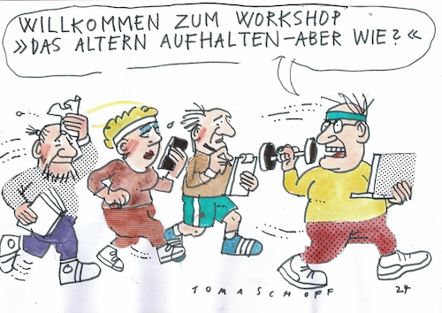 Cartoon: Alter (medium) by Jan Tomaschoff tagged gesundheit,alter,bewegung,sport,gesundheit,alter,bewegung,sport