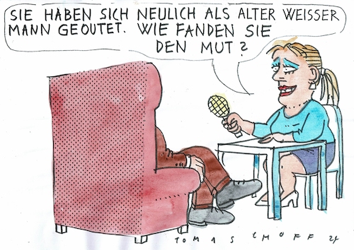 Cartoon: alter weißer Mann (medium) by Jan Tomaschoff tagged diskriminierung,alter,wokeness,diskriminierung,alter,wokeness