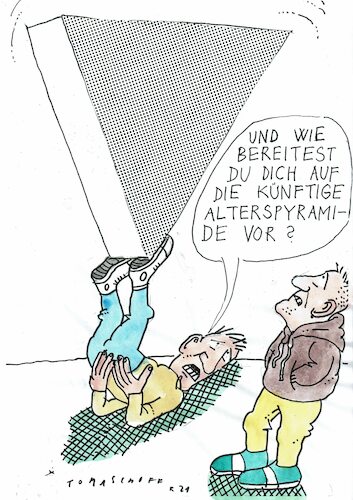 Cartoon: Alterspyramide (medium) by Jan Tomaschoff tagged jugend,altrer,generationen,demografie,jugend,altrer,generationen,demografie