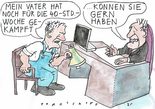 Cartoon: Arbeitszeit (medium) by Jan Tomaschoff tagged wirtschaft,arbeitszeit,kosten,wirtschaft,arbeitszeit,kosten