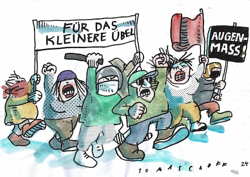 Cartoon: Augenmaß (medium) by Jan Tomaschoff tagged streitkultur,kompromiß,augenmaß,streitkultur,kompromiß,augenmaß