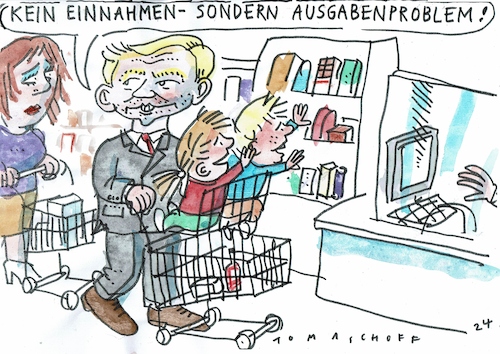 Cartoon: Ausgaben (medium) by Jan Tomaschoff tagged haushalt,lindner,einnahmen,ausgaben,haushalt,lindner,einnahmen,ausgaben